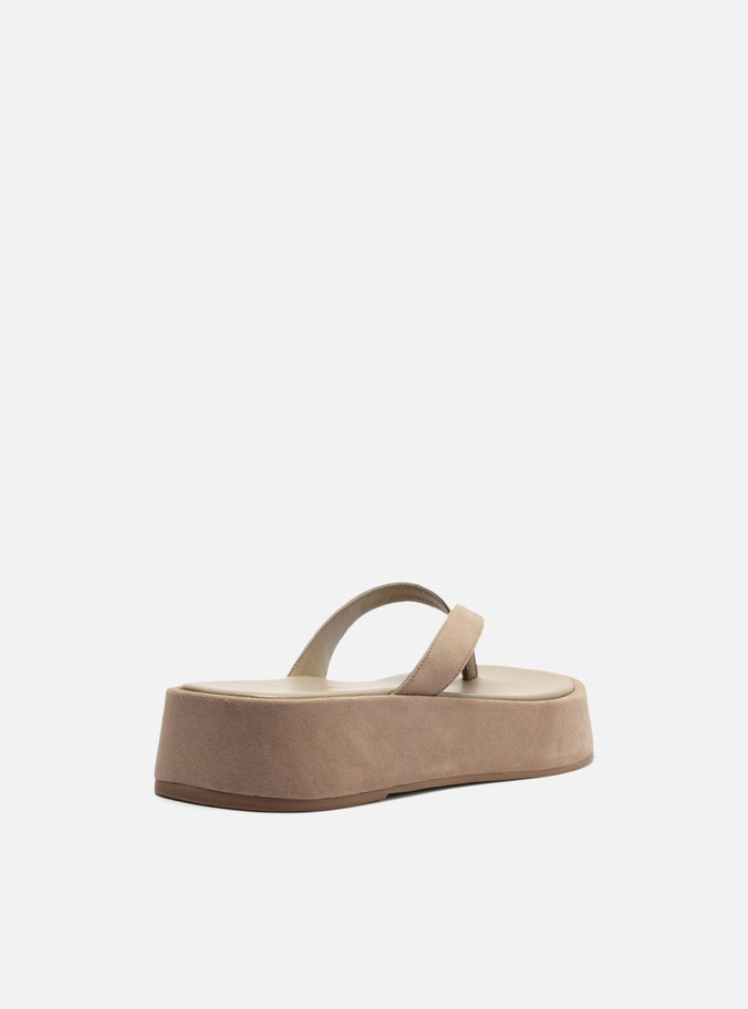 Tamanco Cinza Camurça Flatform Flip Flop TIG