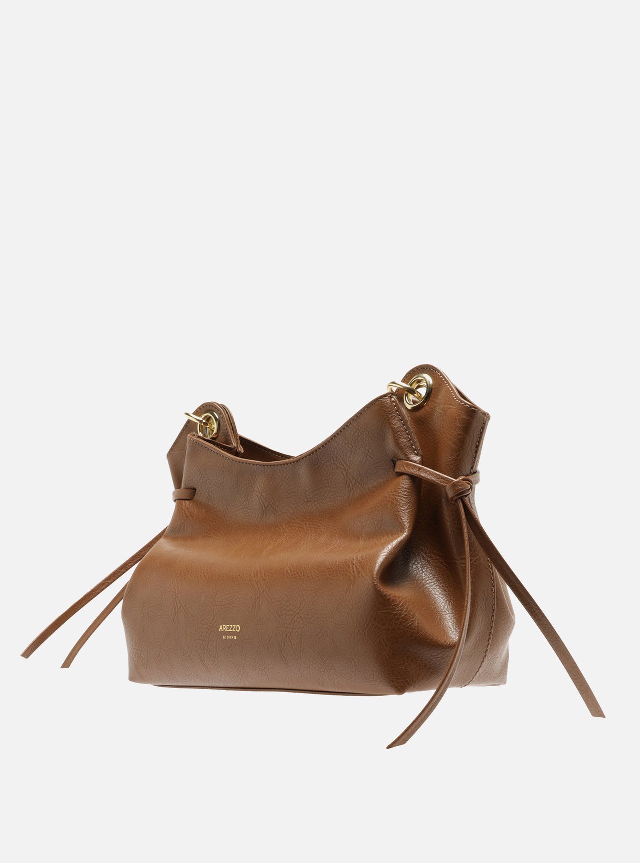 Bolsa Tiracolo Marrom Média Franzida — foto 2