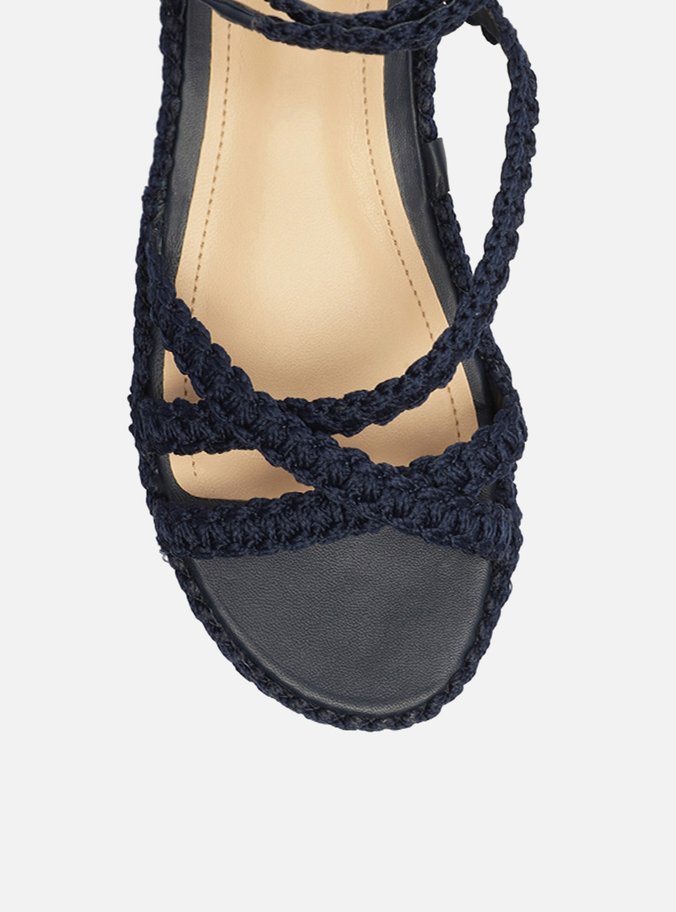Sandália Marinho Flatform Tramada Tiras