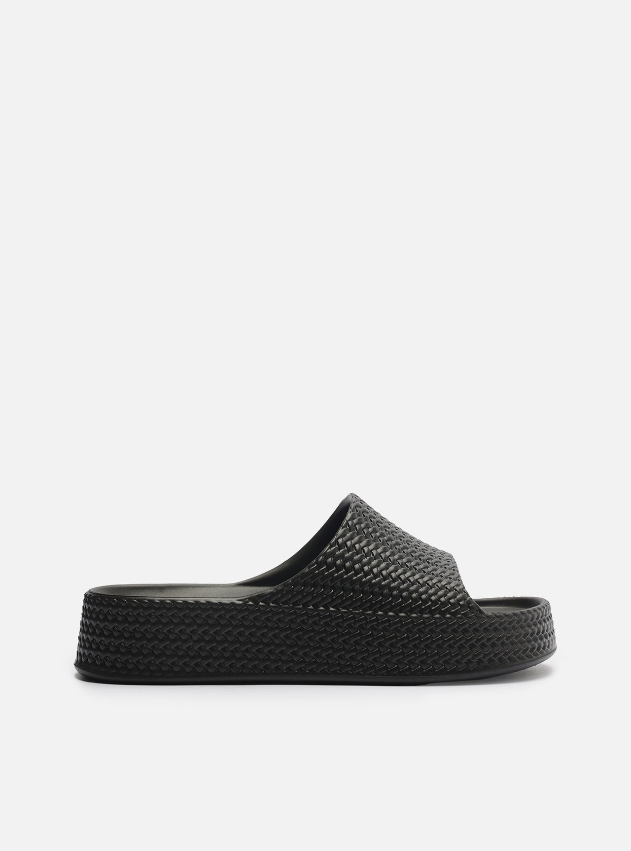 Slide Preto Tressê Flatform Tira — foto 1