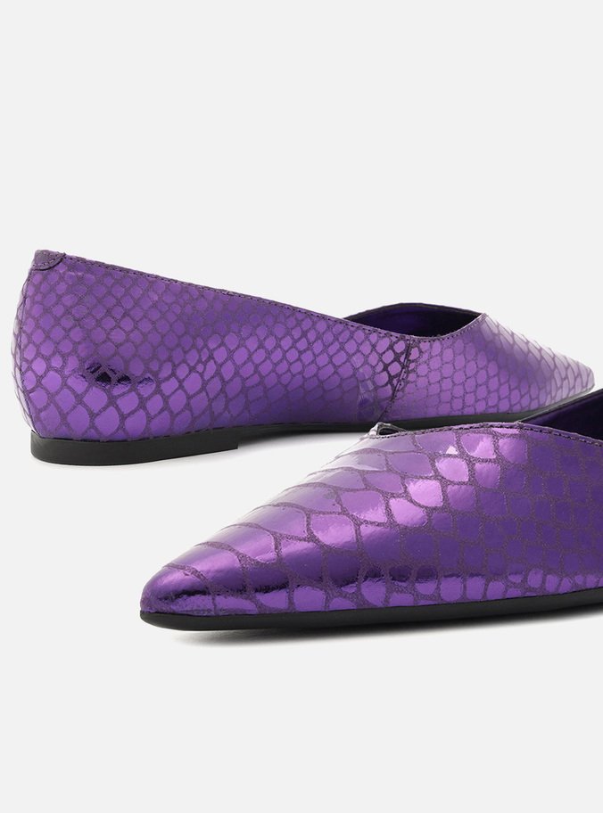 Sapatilha Roxa Snake Metal Bico Fino