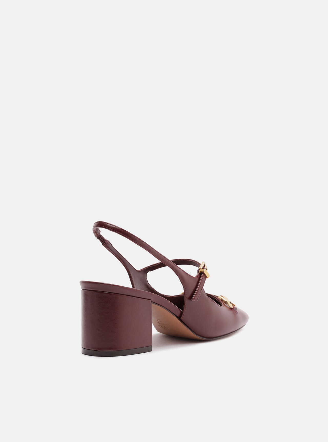 Scarpin Vermelha Couro Salto Bloco Bridão Slingback — foto 3