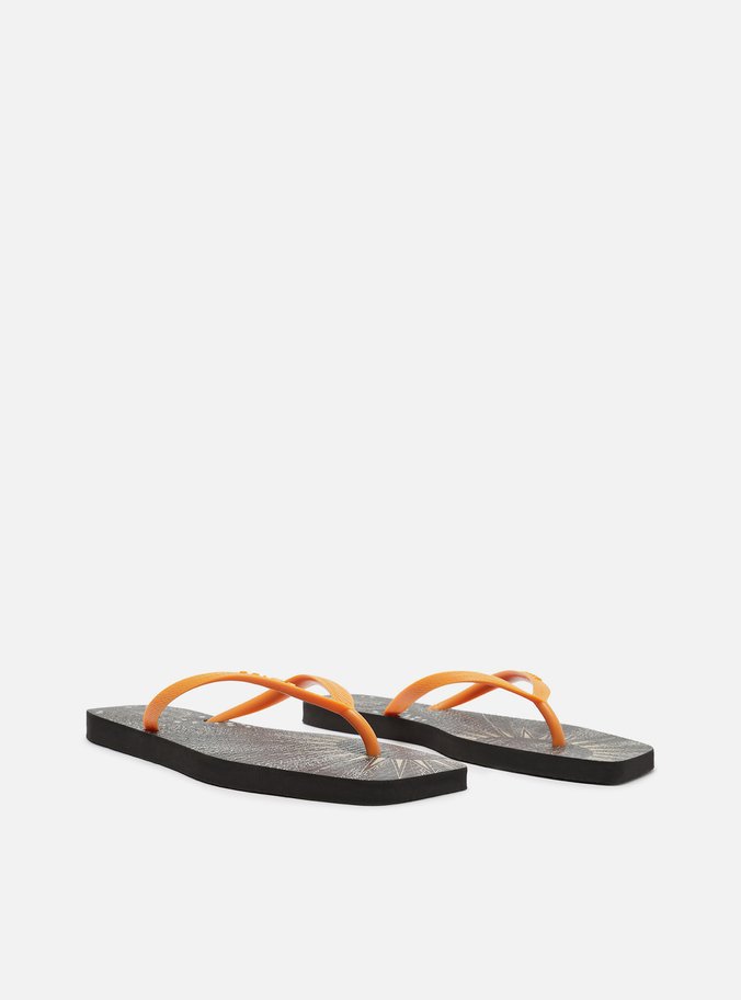 Chinelo de Dedo Jelly Multicolorido Tira Laranja Brizza