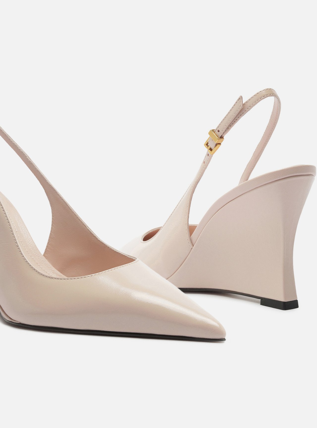 Scarpin Rosa Couro Anabela Slingback — foto 4