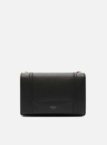 Arezzo — Bolsa Tiracolo Preta Média Corrente Tampo