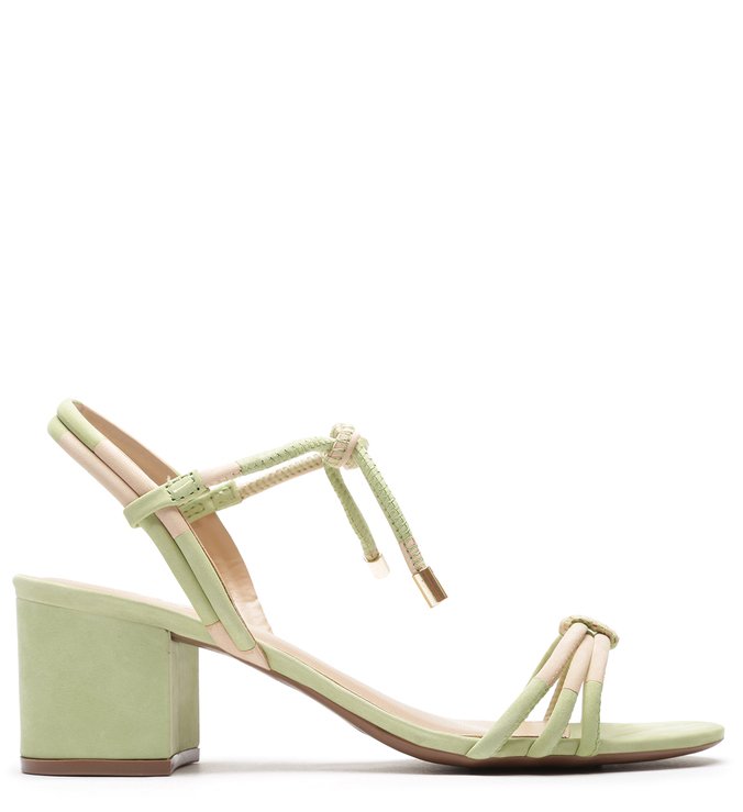 Sandália Verde Nobuck Salto Bloco Bambu Green