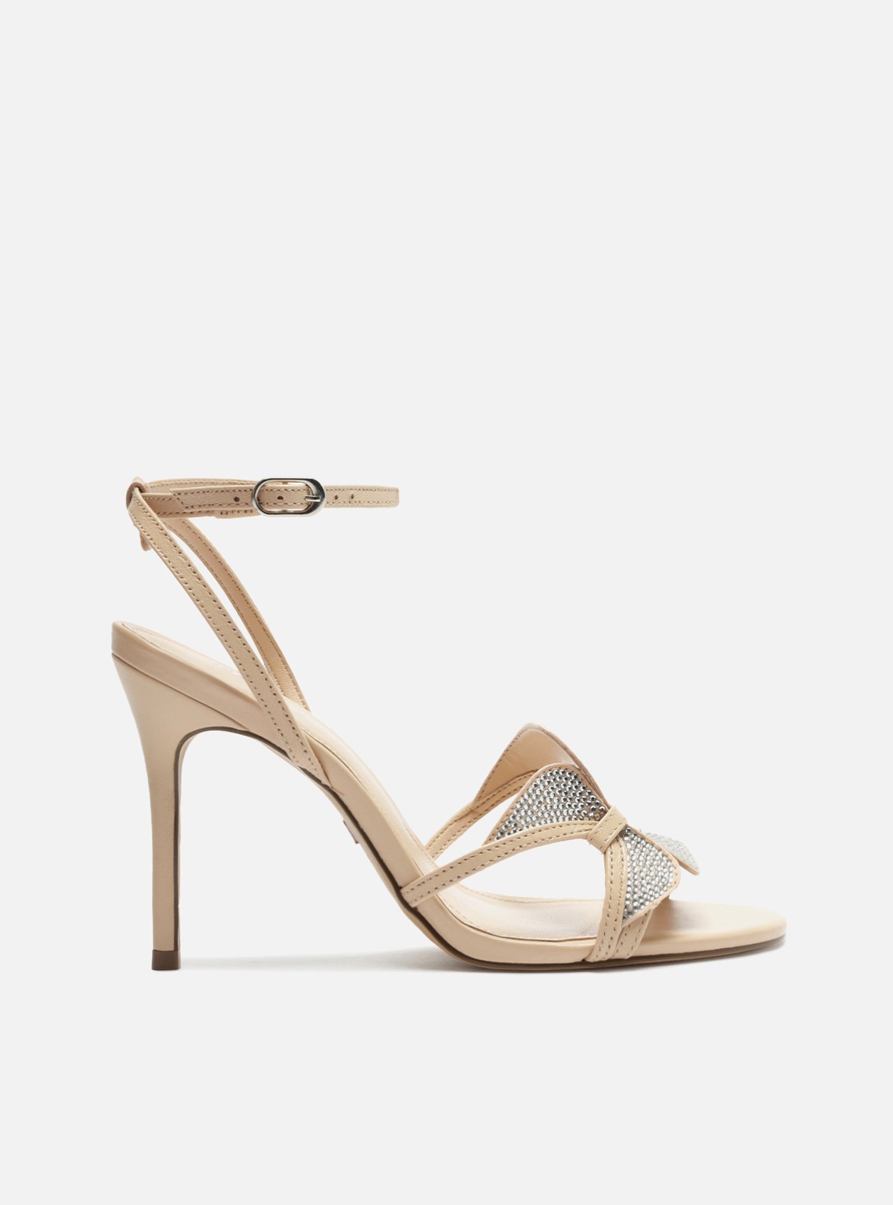 Borboleta Sandalia Dourada Alta Sandália Nude Couro Salto Fino