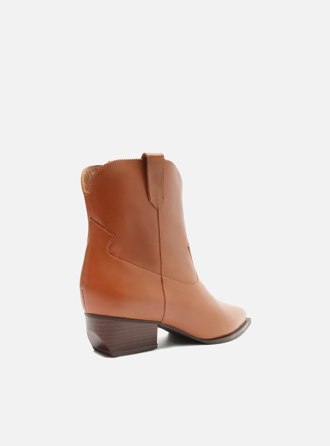 Bota Marrom Couro Cano Curto Básica Western
