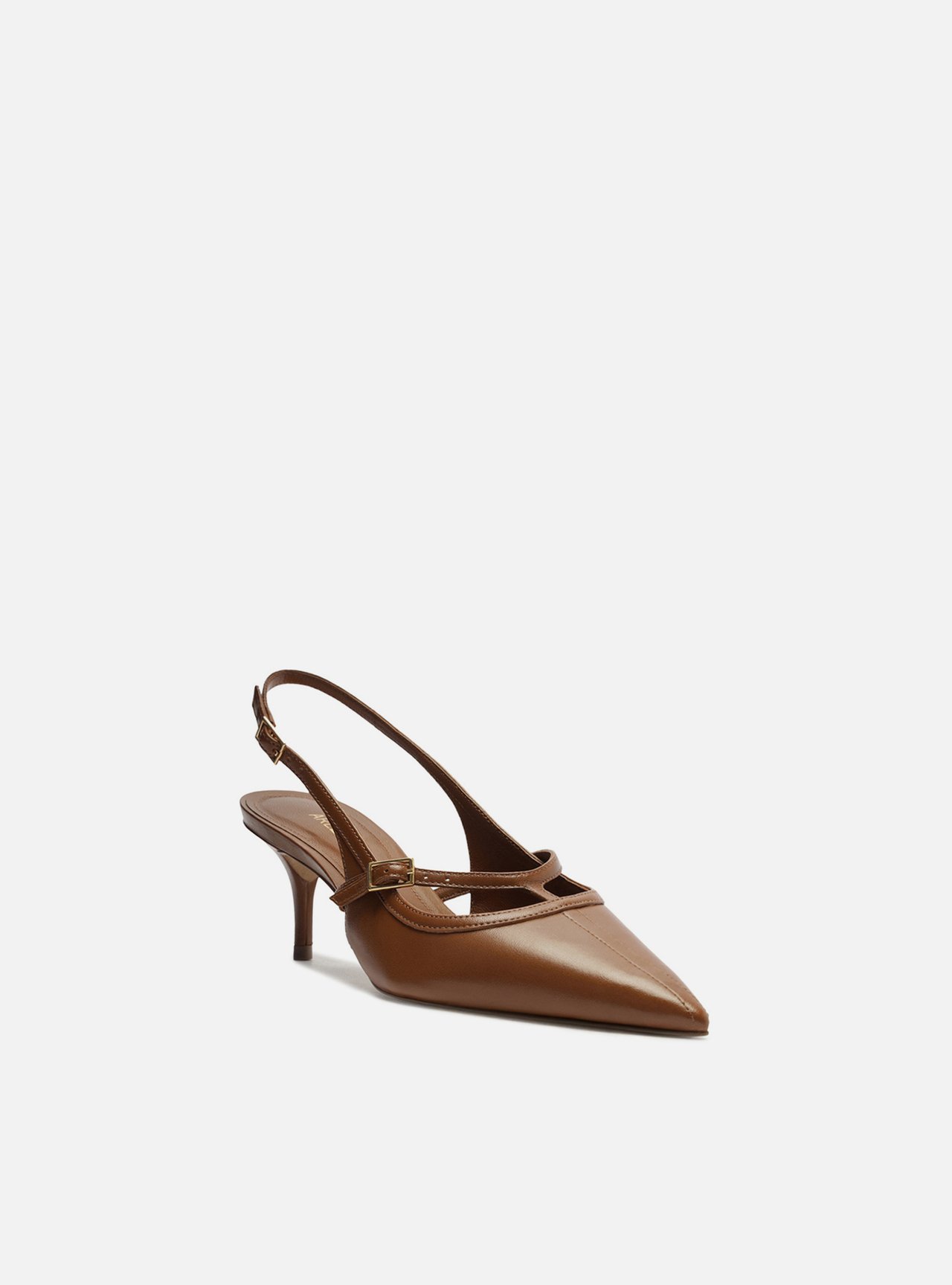 Scarpin Marrom Couro Salto Fino Slingback — foto 2