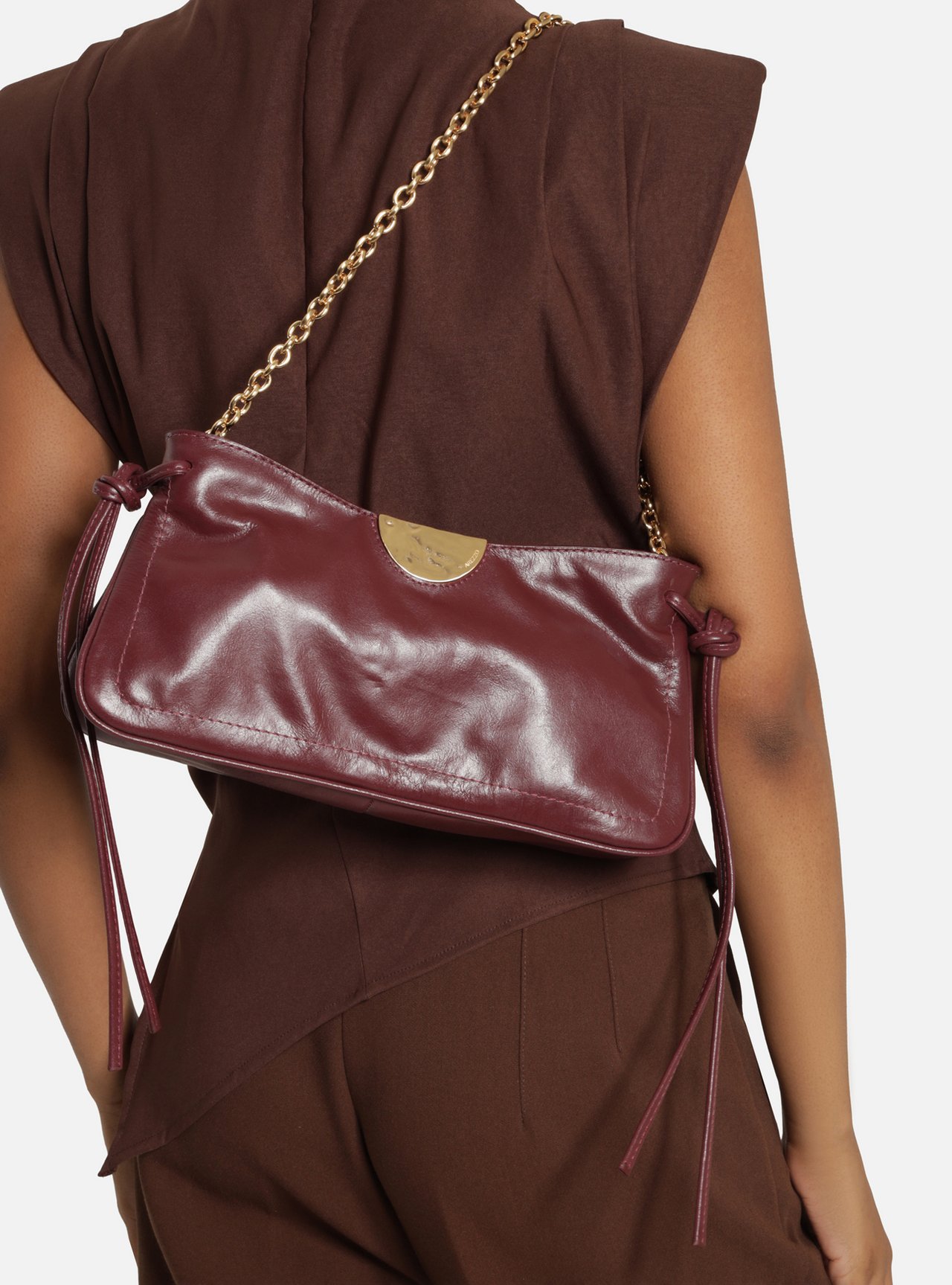 Bolsa Shoulder Vermelha Couro Grande Corrente — foto 6