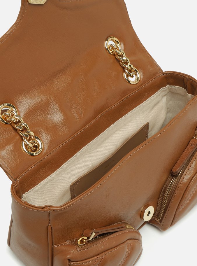 Bolsa Tiracolo Marrom Couro Média Matelassê