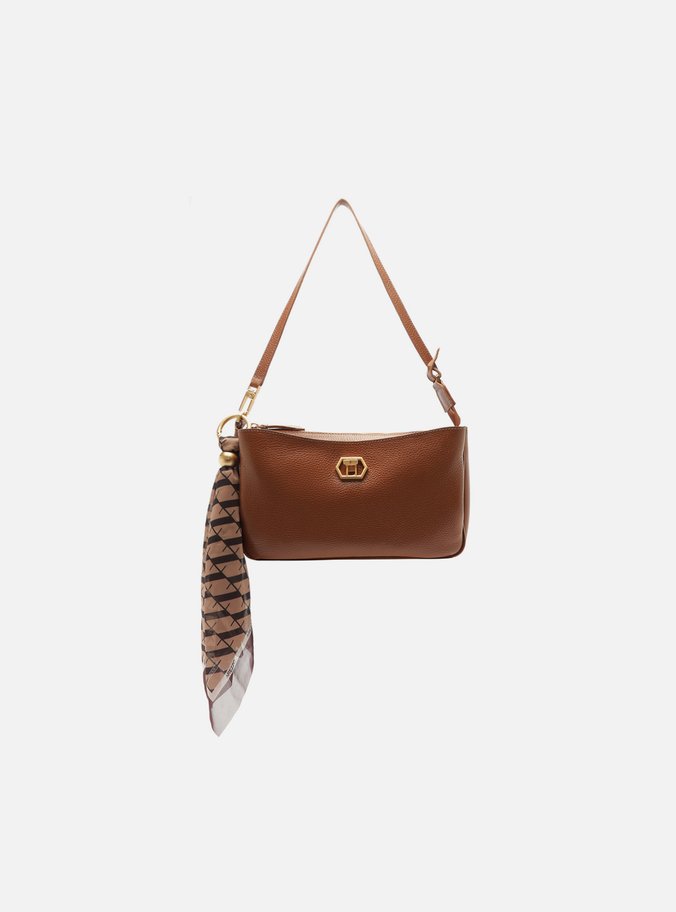 Bolsa Tiracolo Caramelo Couro Pequena Lenço