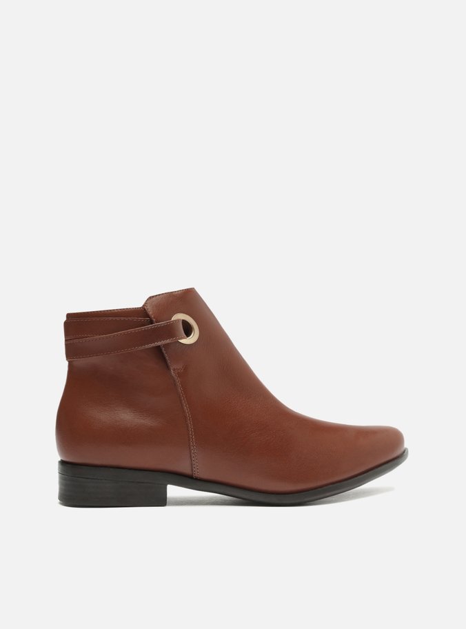 Bota couro cano curto marrom sales