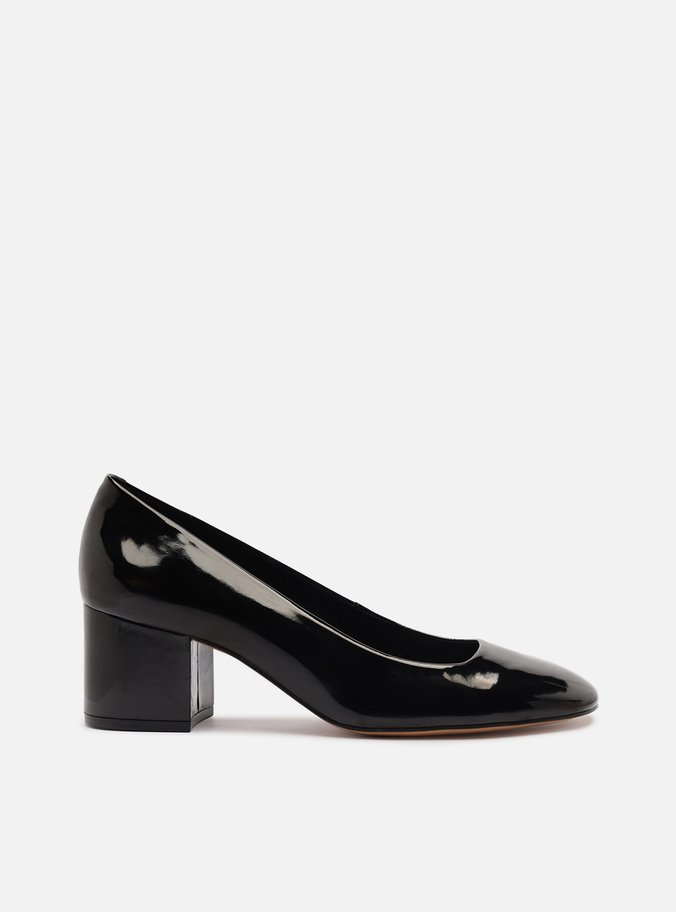Scarpin Preto Verniz Salto Médio Bloco