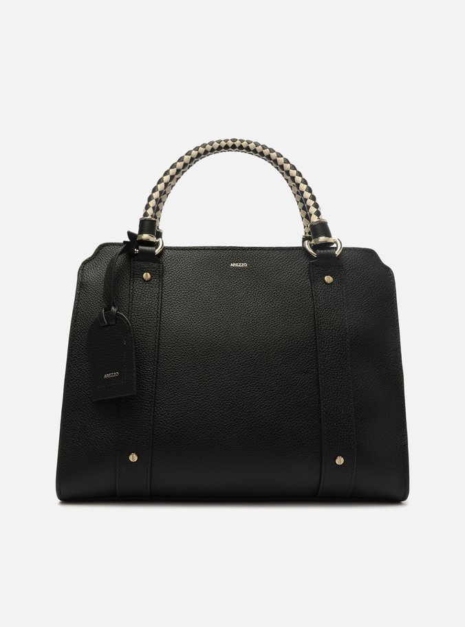 Tote Preta Couro Piazza Grande Alças Off-White