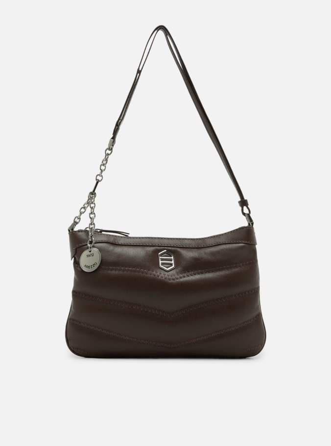 Bolsa Tiracolo Marrom Couro Média Costuras