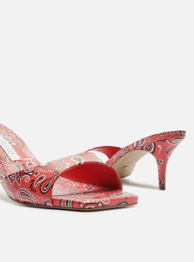 Mule Vermelha Paisley Salto Fino Livia
