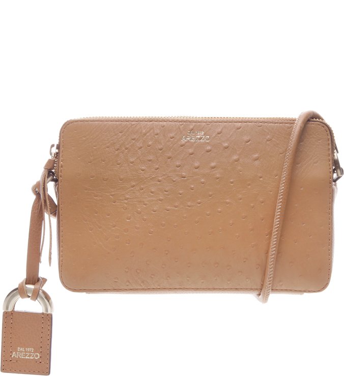 Bolsa Couro Tiracolo Abraccio Marrom Claro