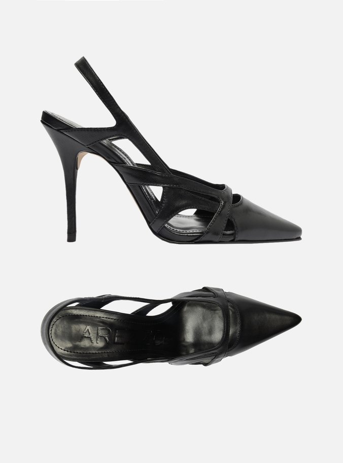Scarpin Preto Couro Salto Alto Bico Fino Hazel