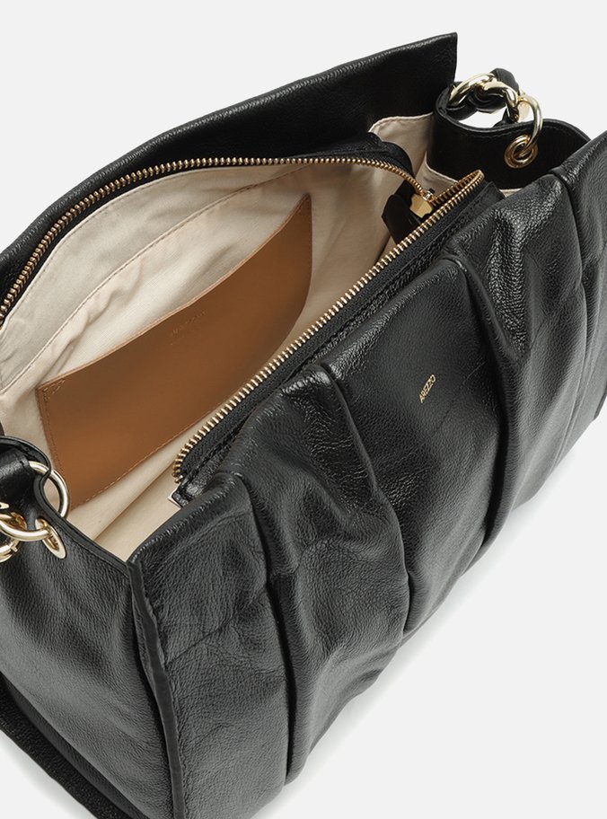Bolsa Tote Preta Couro Milano Chain Grande