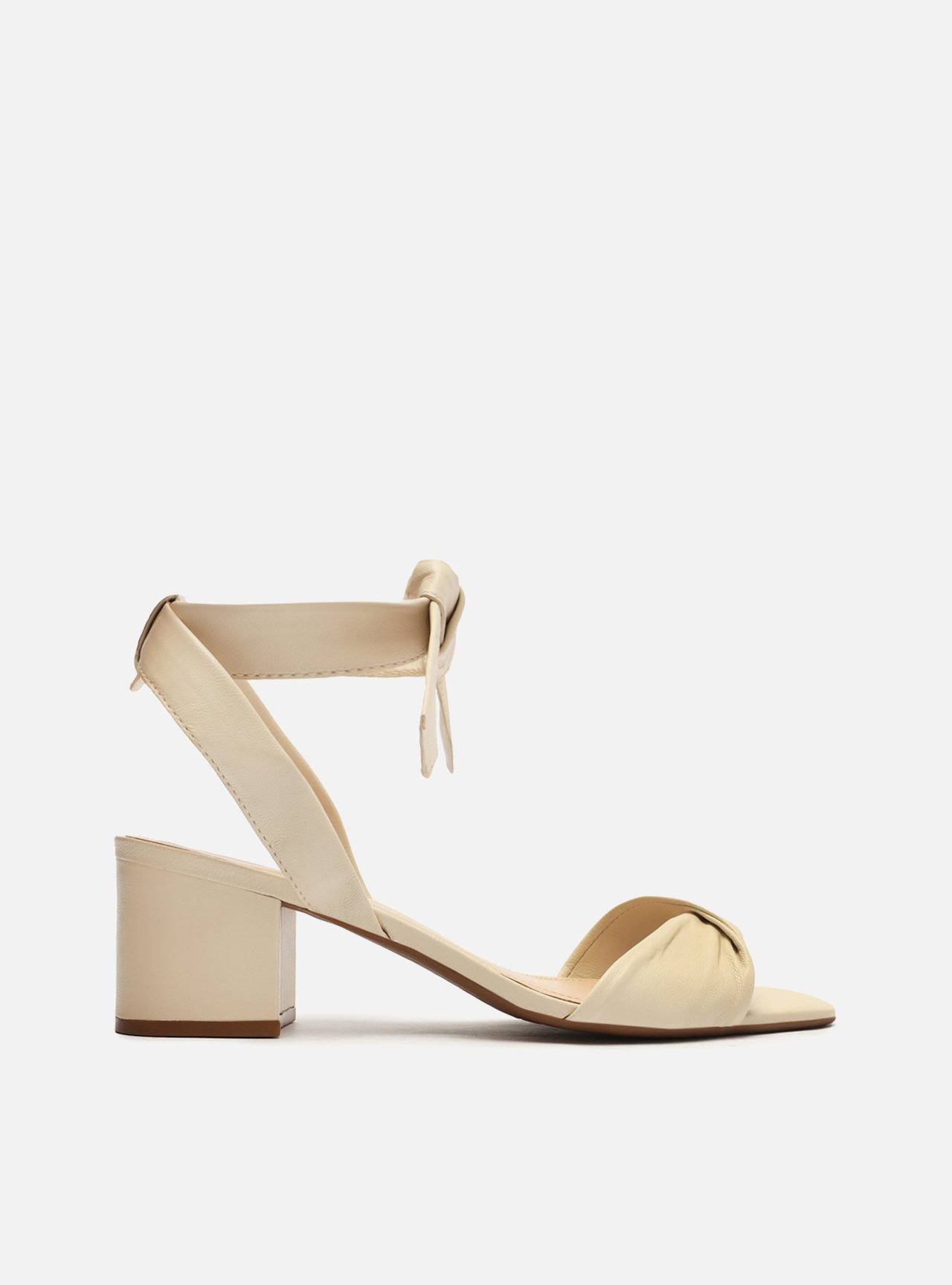 Sandália Off-White Couro Salto Médio Bloco Lace Up — foto 1
