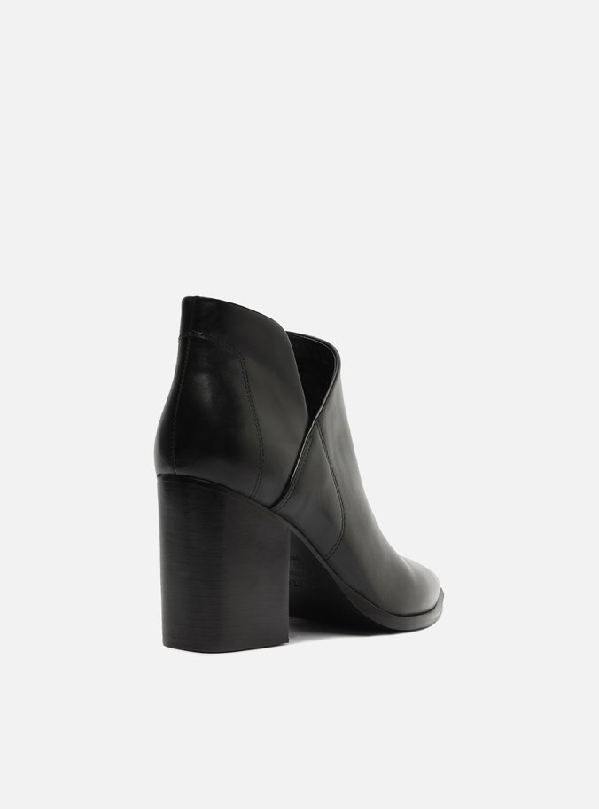 Bota Preta Couro Cano Curto Bloco