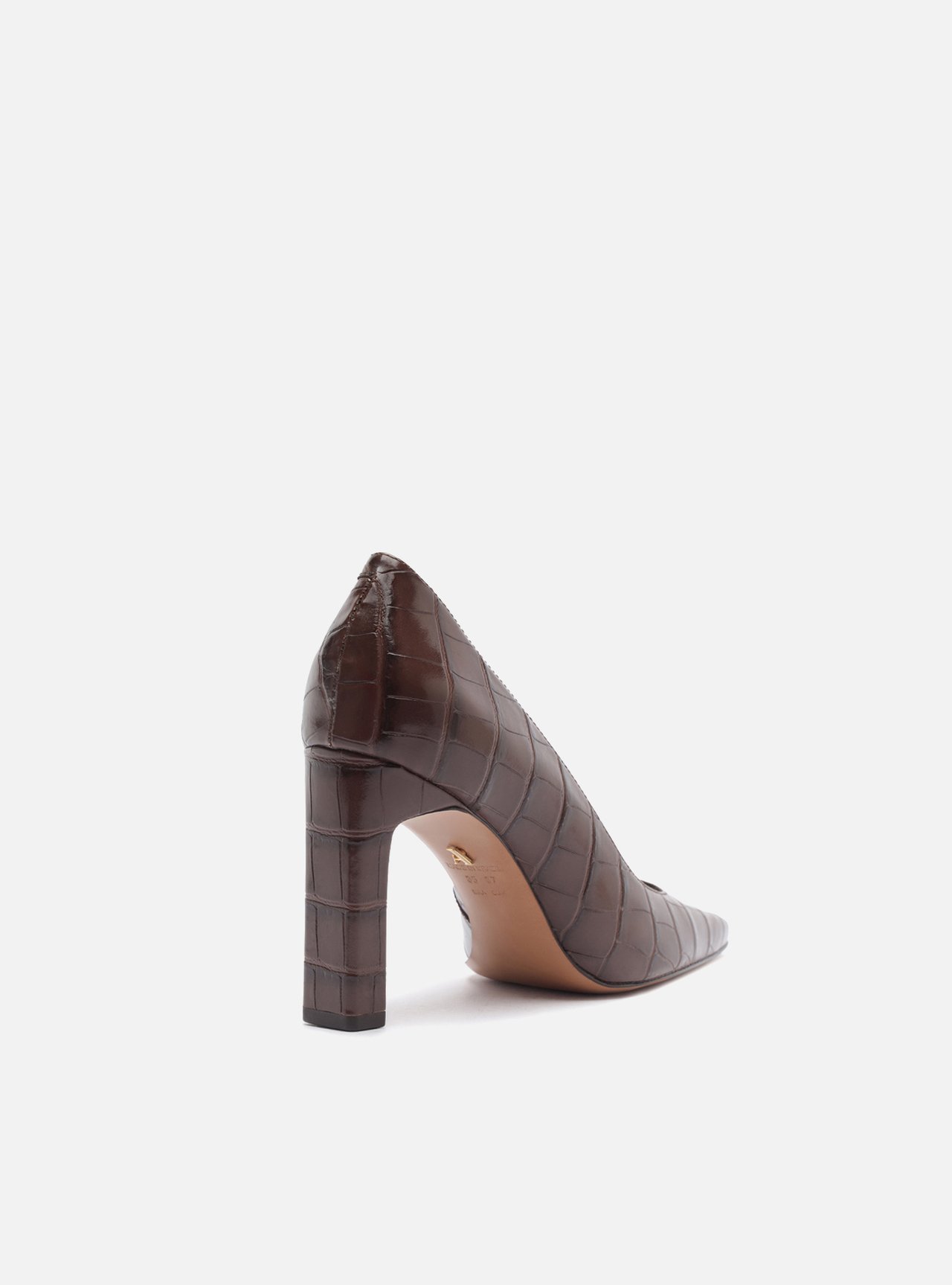 Scarpin Marrom Salto Bloco — foto 3
