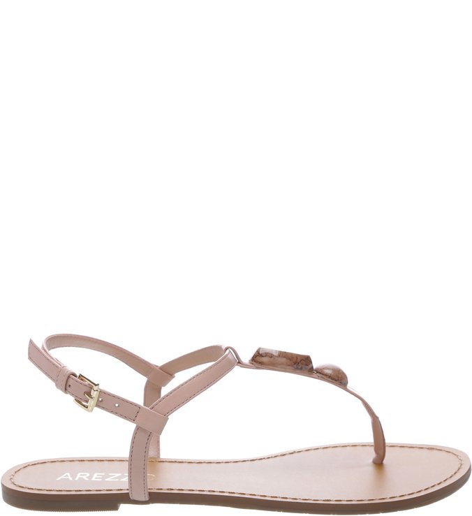 Sandália Rasteira Pedraria Marmorizada  Sugar Pink