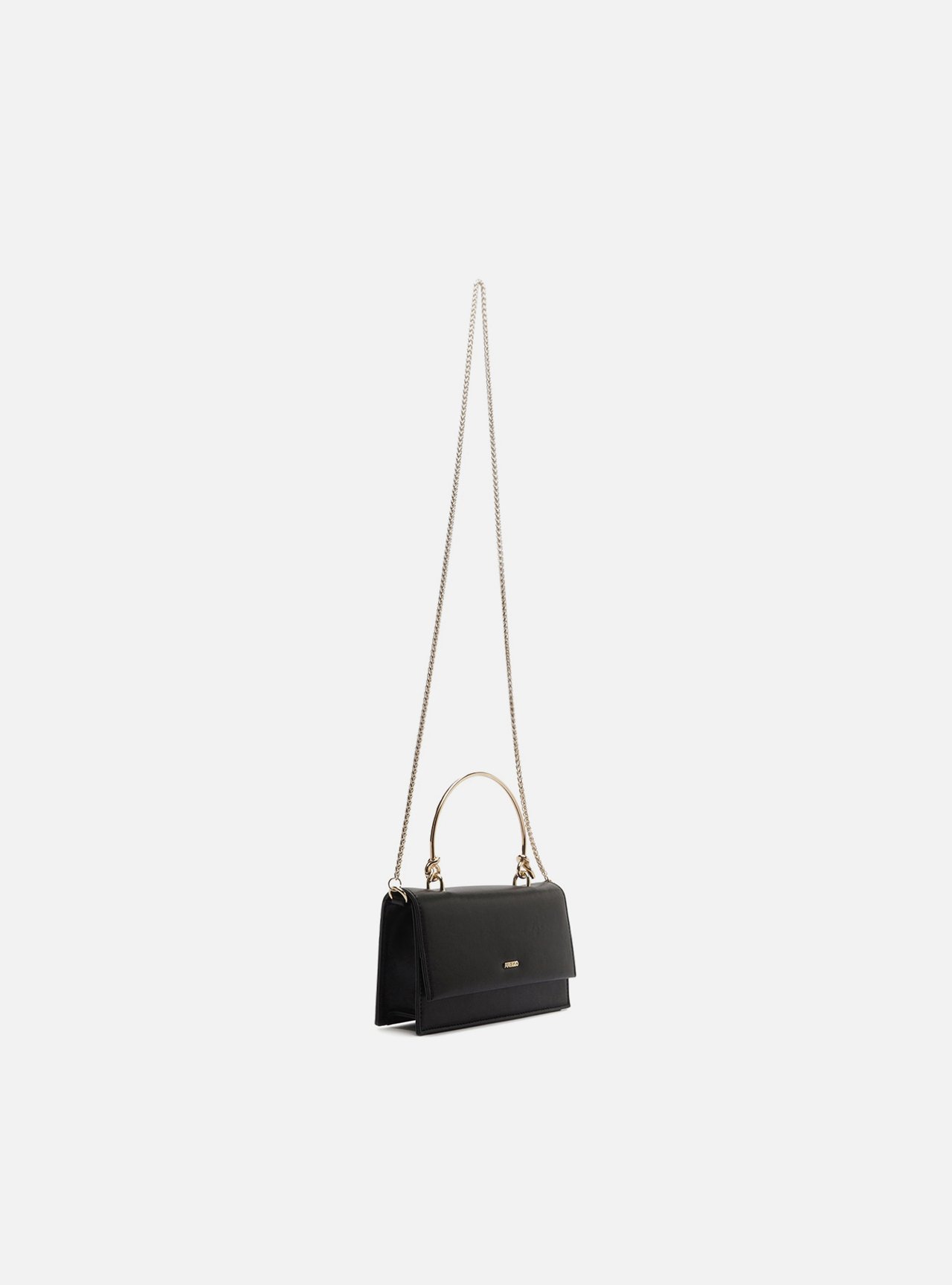 Bolsa Tiracolo Preta Pequena Corrente Metal — foto 5