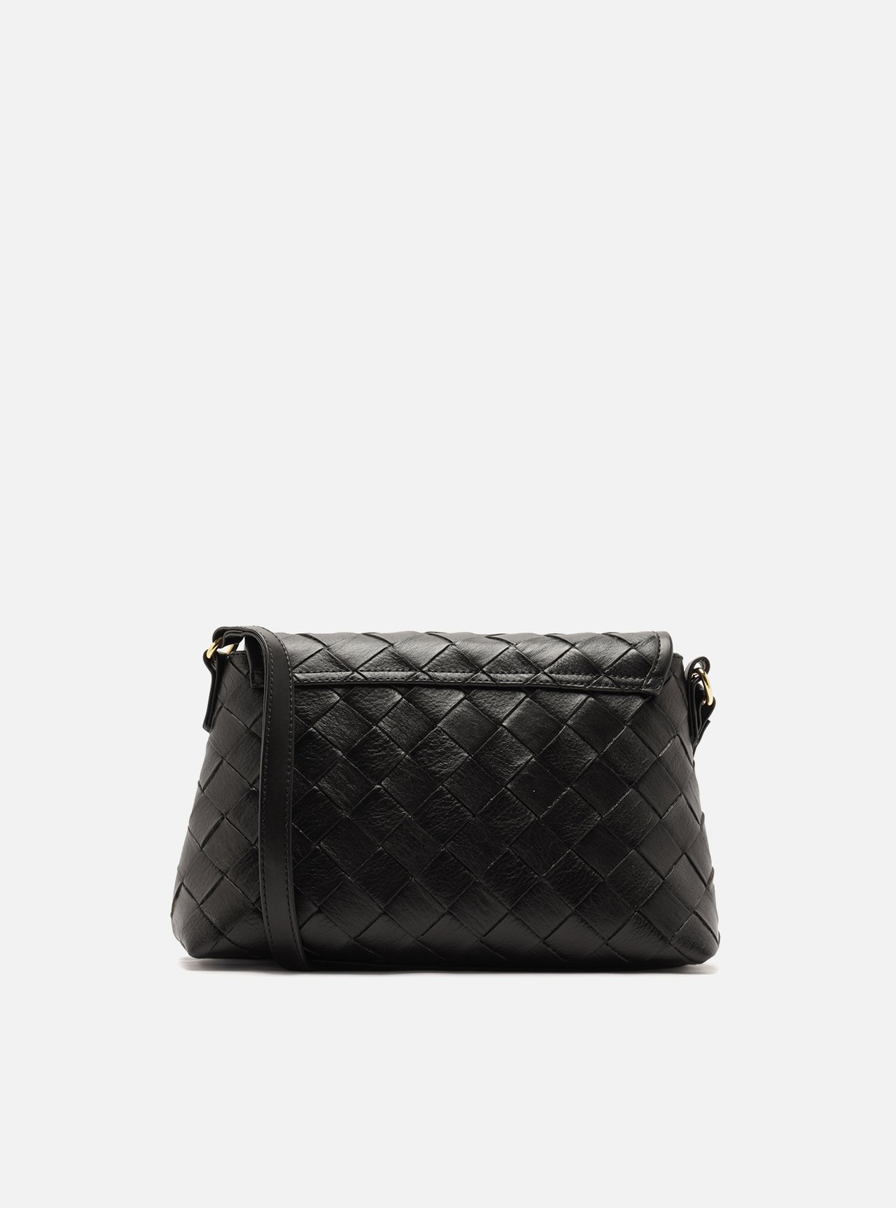 Bolsa Tiracolo Preta Média Tressê Metais — foto 3