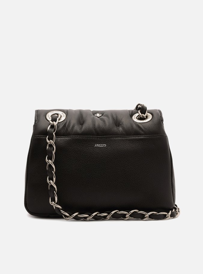 Bolsa Tiracolo Preta Couro Mizz Stone Pequena
