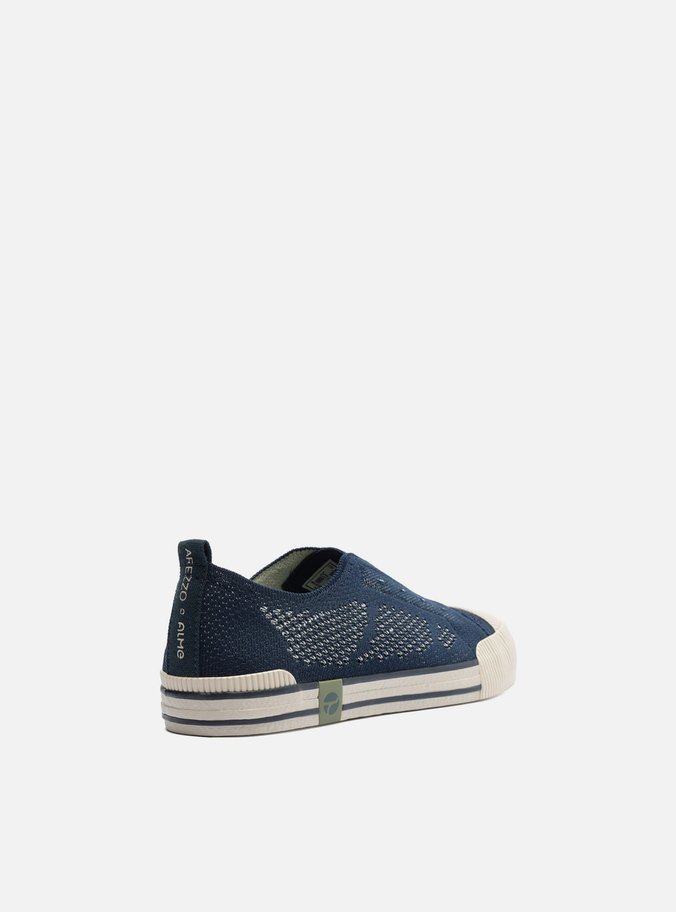 Tênis Slip On Azul Knit Elástico Alme