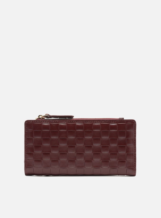 Carteira Vermelha Couro Tressê Grande Zíper