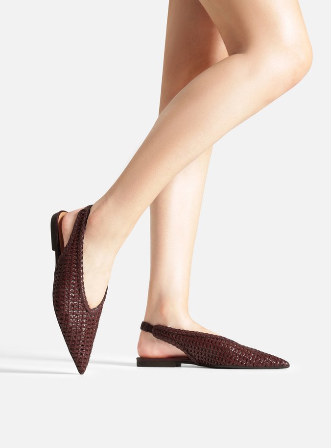 Sapatilha Bordô Tressê Bico Fino Slingback Iris