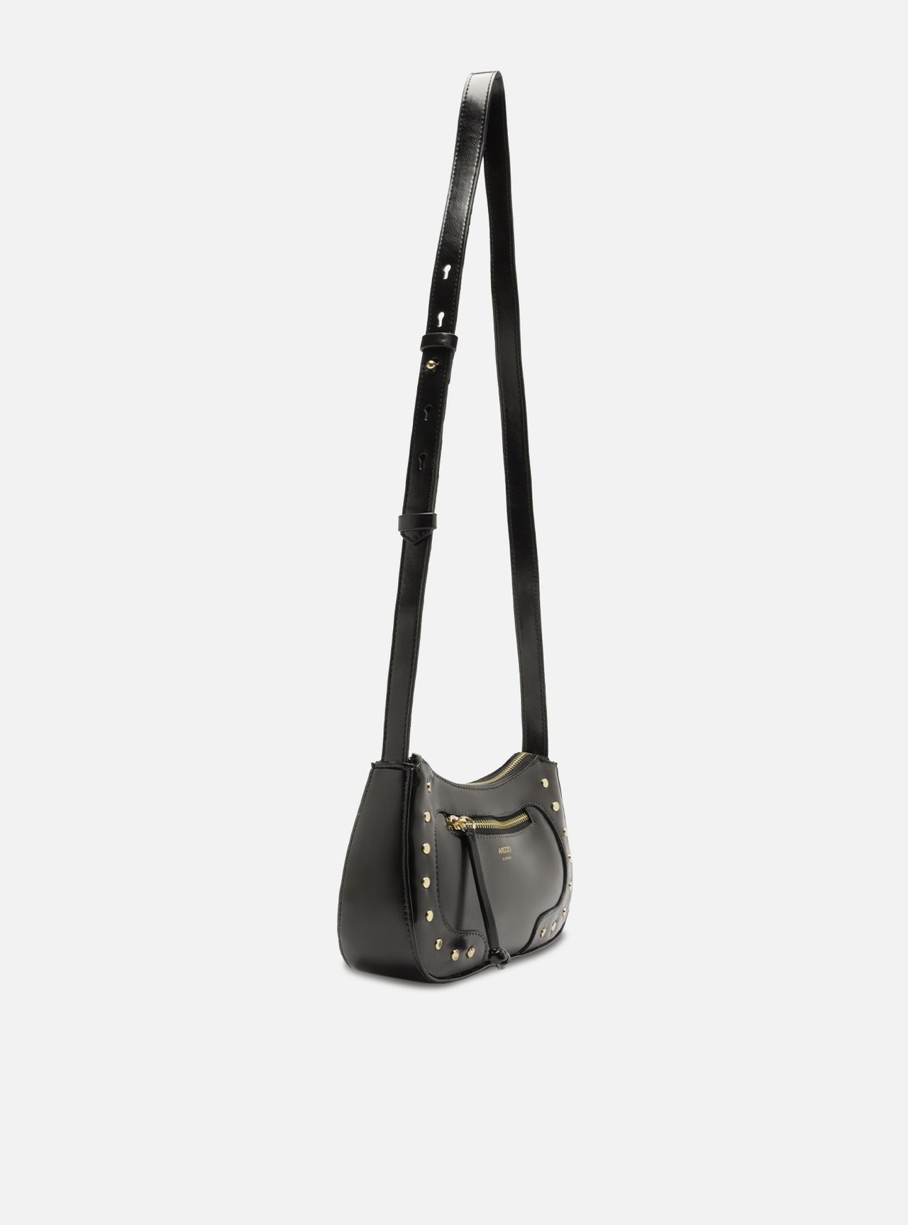 Bolsa Tiracolo Preta Média Rebites — foto 5