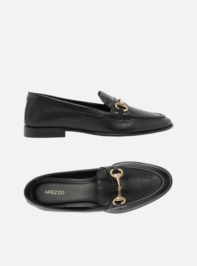 Mocassim Preto Couro Bico Fino Bridão