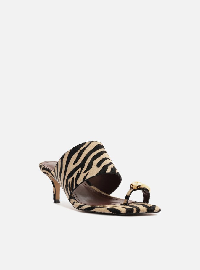 Sandália Animal Print Salto Fino Metal Bold