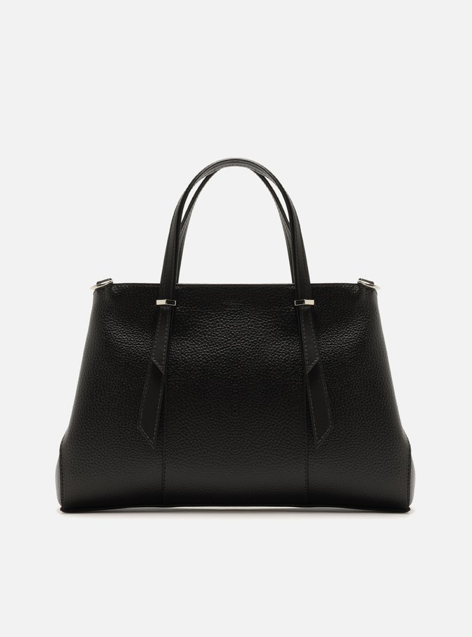 Bolsa Tote Preta Texturizada Grande Alças Duplas