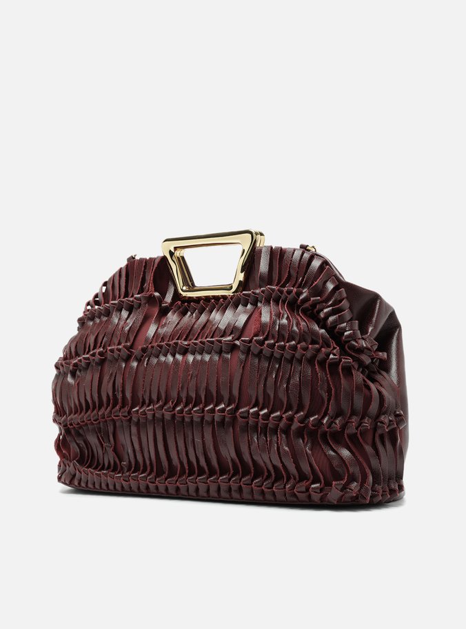 Bolsa Tiracolo Vinho Couro Grande Alça Metal