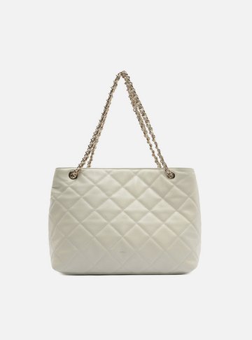 Bolsa Tote Branca Couro Matelassê Gab Média