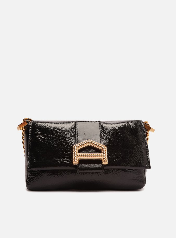 Bolsa Tiracolo Preta Couro Detalhe Pequena