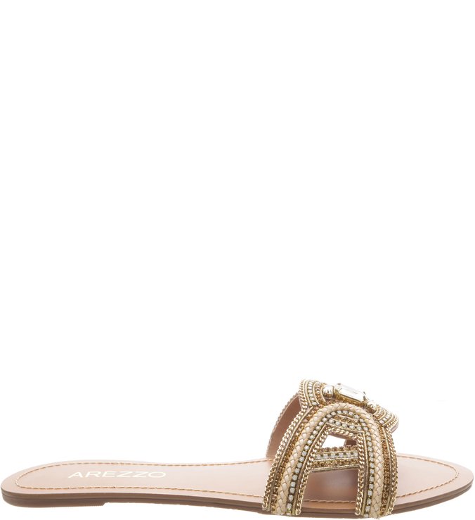 Chinelo Rasteiro Suede Shine Areia