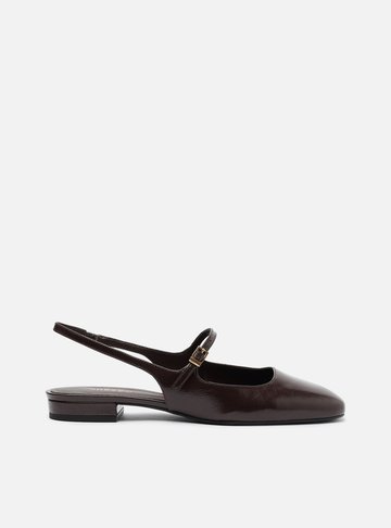 Sapatilha Boneca Marrom Couro Slingback Classic