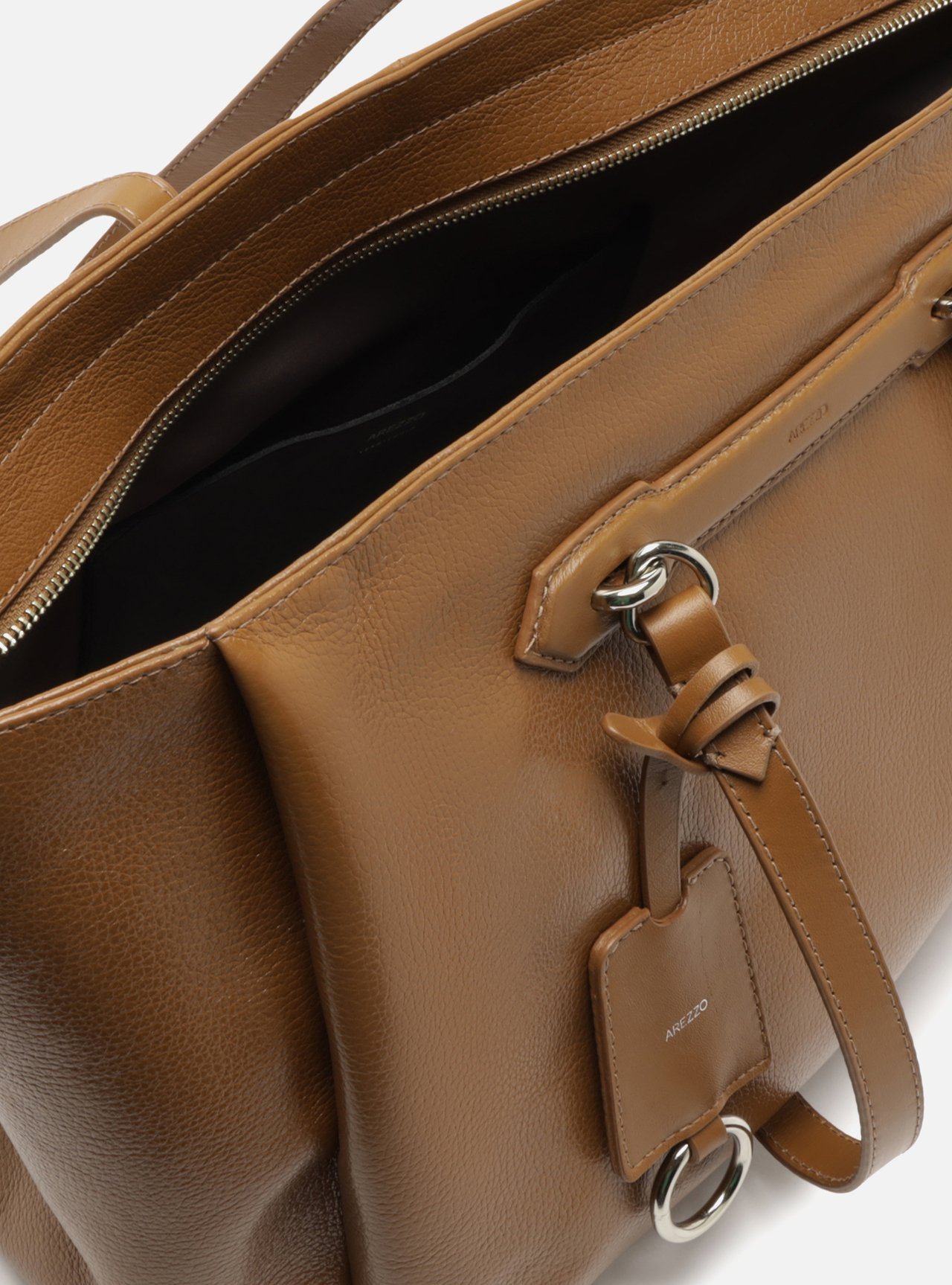 Bolsa Shopping Marrom Couro Grande Metais — foto 4