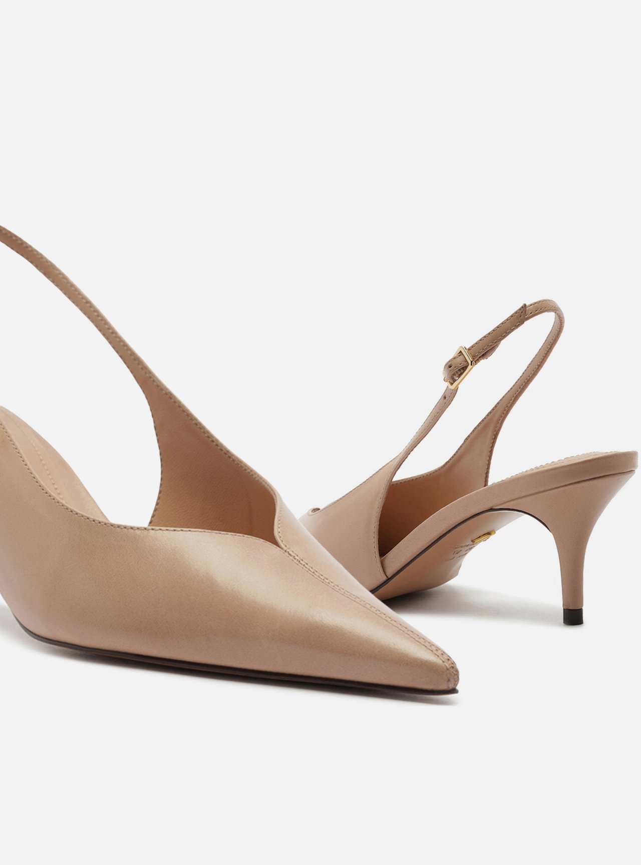 Scarpin Nude Couro Salto Fino Slingback — foto 4