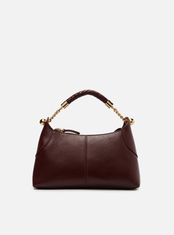 Bolsa Tiracolo Vinho Couro Média Alça Trança