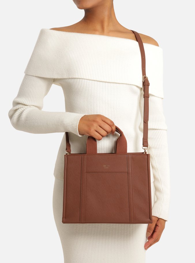 Bolsa Tote Marrom Média Bolso Frontal