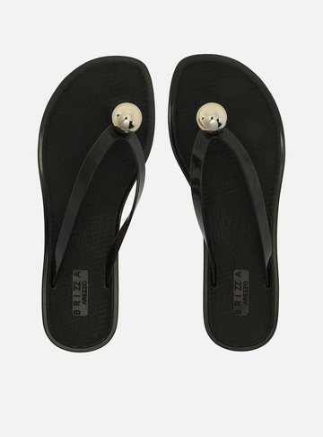 Chinelo Preto Jelly Glow Esfera Metal