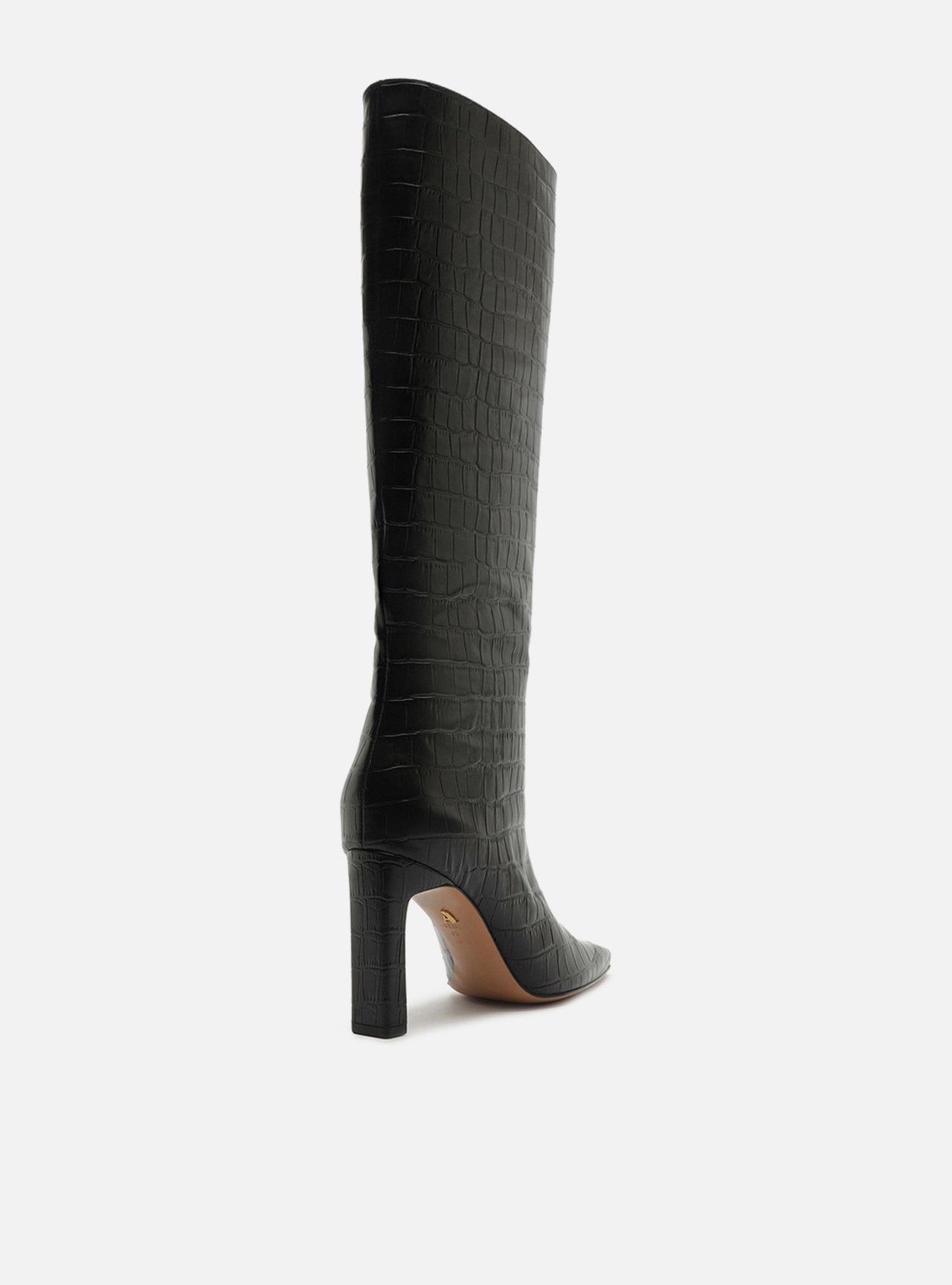 Bota Preta Cano Longo Salto Bloco Croco — foto 3