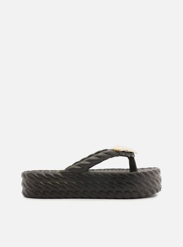 Arezzo — Chinelo Preto Flatform Marrocos Metais Brizza